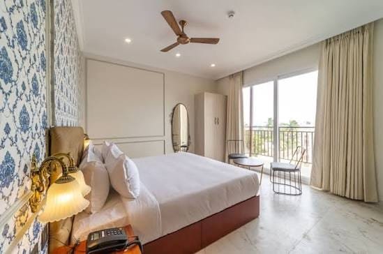 Luxury hotel room with elegant furnishings